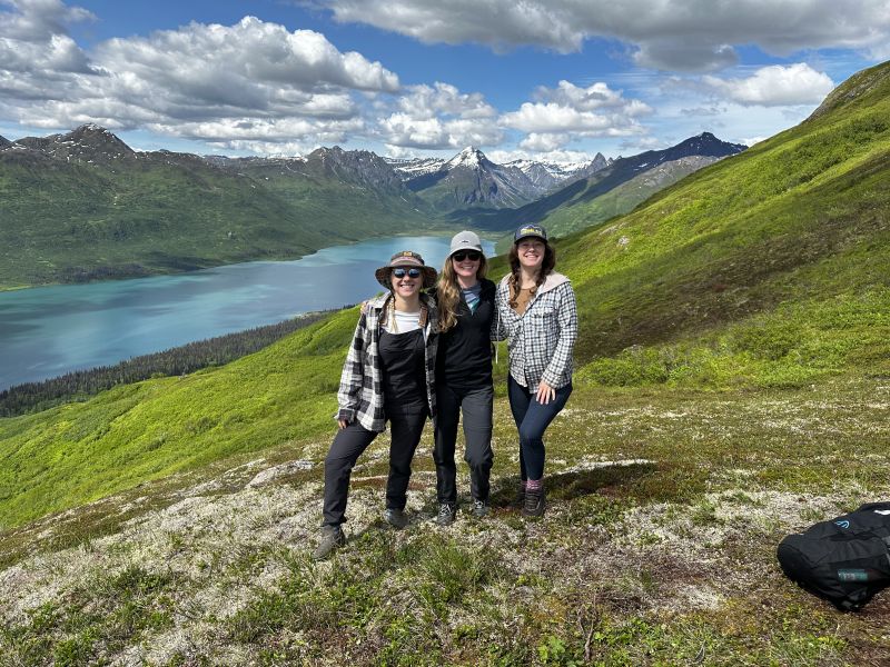 Crew Hiking at Chelatna Lake Lodge