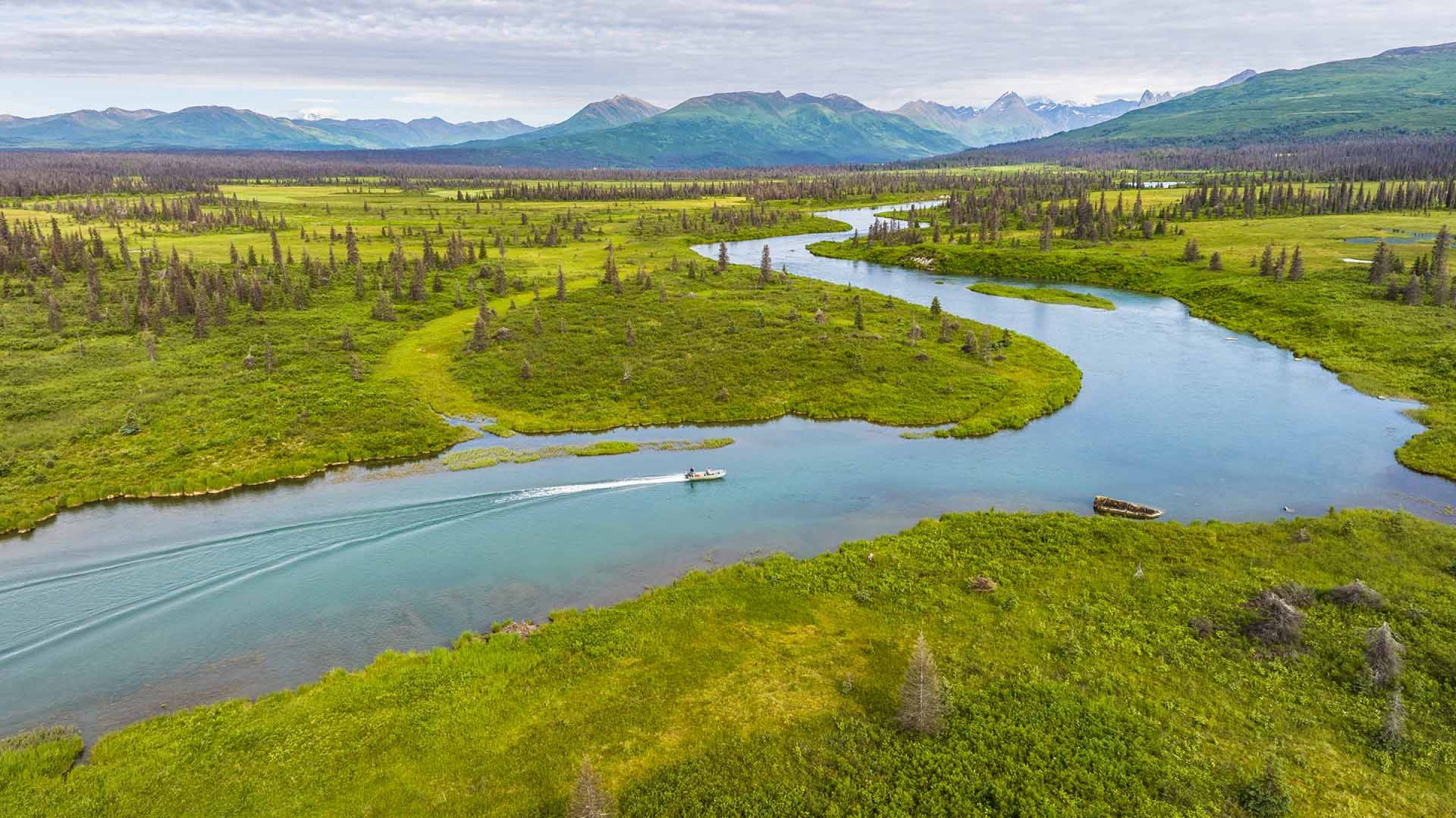 Jet Boating at Chelatna Lake Lodge Alaska 